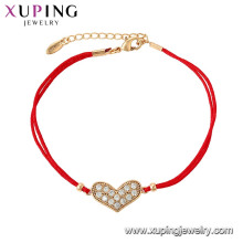 75536 Xuping Vente chaude plaqué or Élégant corde rouge forme de coeur mode Bracelet pour les femmes